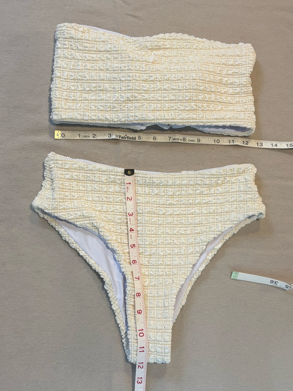 Shein Swim Textured Cream Two-Piece Bikini Set Medium